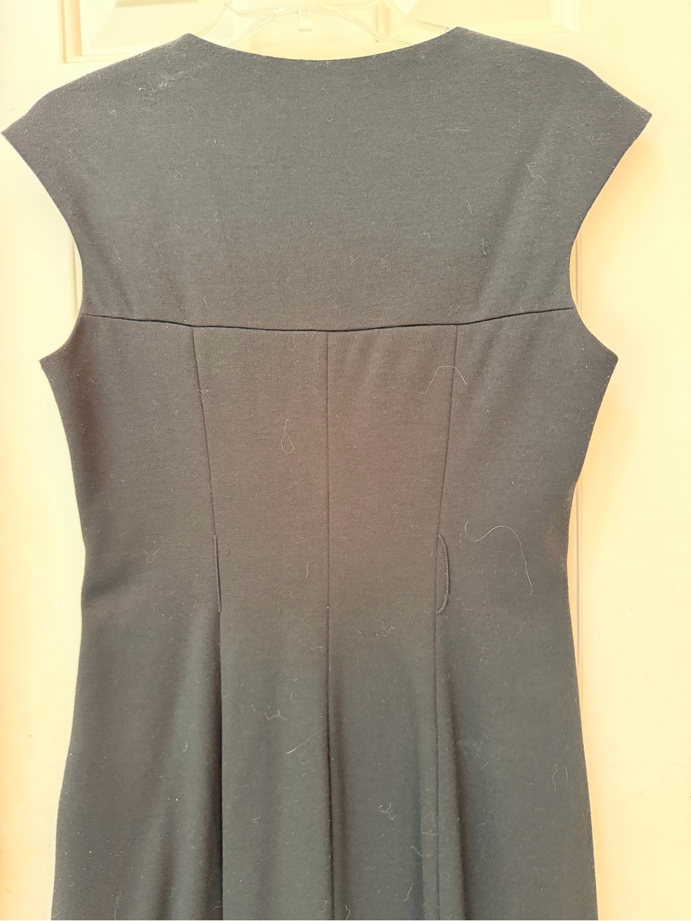 Signature by Sangia Black Cap-Sleeve Sheath Dress, Contrast White Stitching Sz 8 - Picture 8 of 12